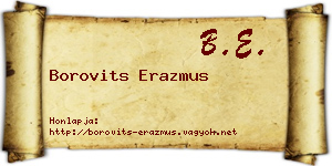 Borovits Erazmus névjegykártya